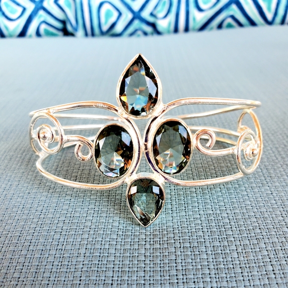 New Absolutely Stunning Paraiba Tourmaline 935 Silver Adjustable Cuff Bracelet. - Picture 13 of 16